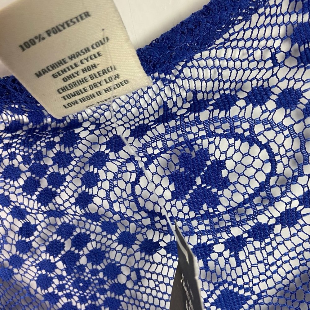 NWT Abercrombie & Fitch Royal Blue Lace 3/4 Sleeve Top Swim Cover Up Size XS NEW - Picture 6 of 9